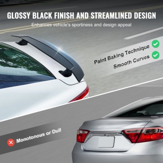 VEVOR GT Πτέρυγα Αυτοκινήτου, 46.3 Universal Spoiler, Συμβατό με Σεντάν & Κουπέ, ABS Υλικό, Μαύρο Γυαλιστερό  TYXWYABS46INXC430V0
