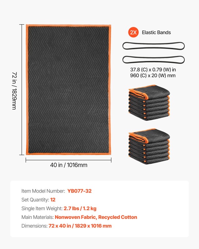 VEVOR Σετ Κουβερτών Μεταφοράς 12 Τεμαχίων 1829 x 1016 mm - Με Πλήρω...