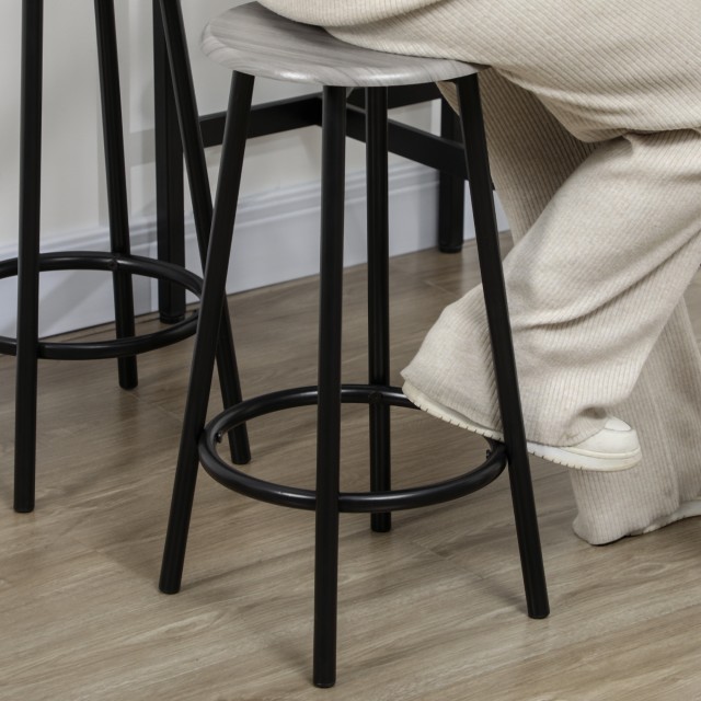 HOMCOM Σετ Τραπεζαρίας 5 Τεμαχίων με Μπάρα 110x50x89.5 εκ. και Σκαμπό Ø30x60.5 εκ. από Ξύλο και Μέταλλο Γκρι και Μαύρο 835-890V00GY
