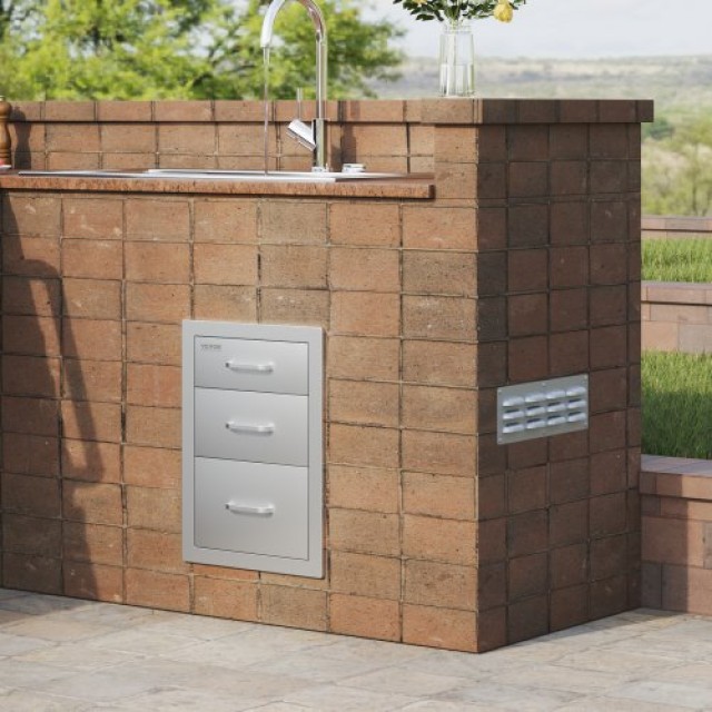 Vevor Ανοξείδωτο Ατσάλι 3 Συρτάρια με Λαβή 35x58cm Ντουλάπι Αποθήκευσης BBQ  20.25X14YC3CBXGCTV0