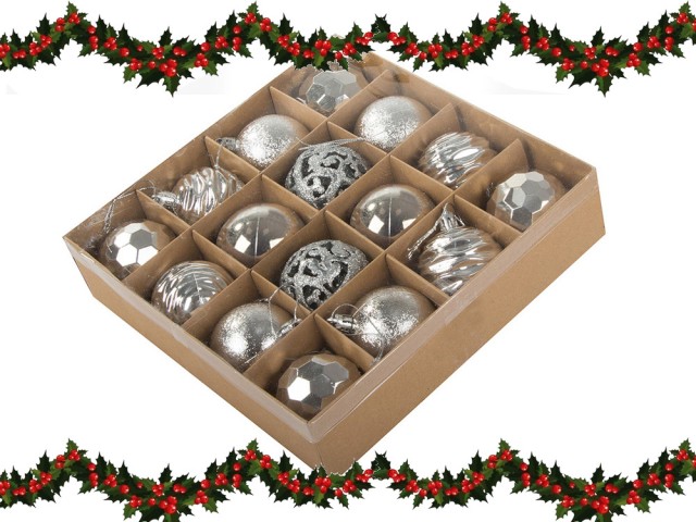 Verk Group Χριστουγεννιάτικες Μπάλες Δέντρου 6εκ. - Σετ 16τμχ σε Ασ...