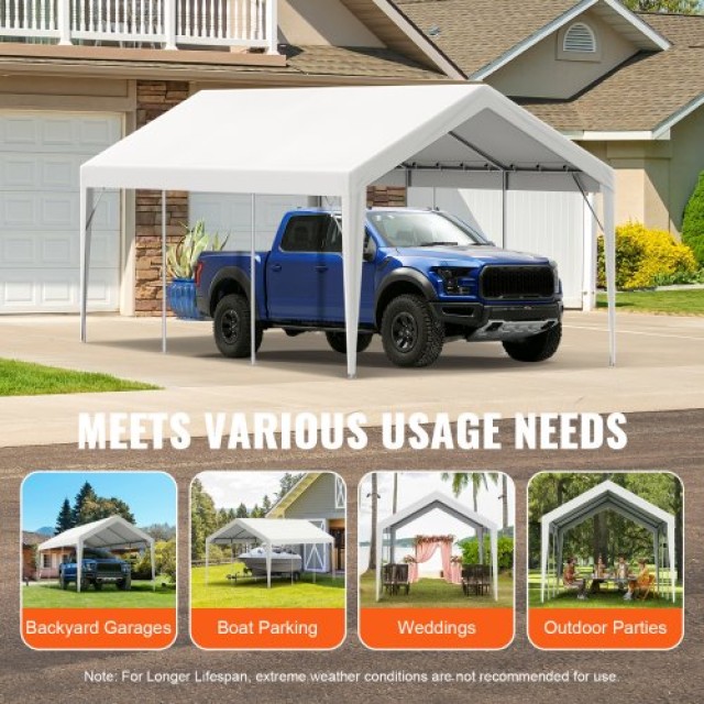 VEVOR Αντικατάσταση Καλύμματος Carport 10x20 ft, Αδιάβροχο & UV Προστατευμένο, Λευκό (Μόνο Κάλυμμα)  CKPB10X20FTD1VXCBV0