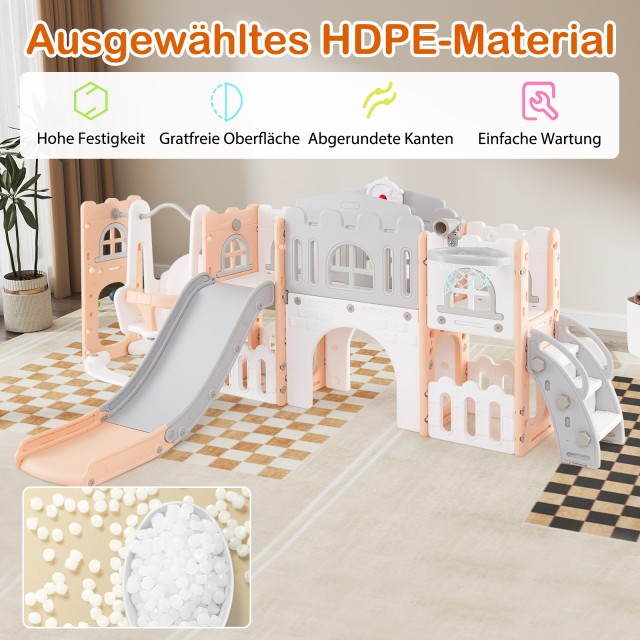 Costway Σετ με Τσουλήθρα, Κουνιστή Κούνια & Αναρρίχηση με Μπασκέτα ...