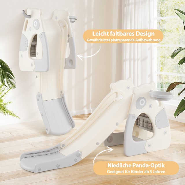 Costway Πτυσσόμενη Ράμπα για Μικρά Παιδιά με Καλάθι Μπάσκετ Γκρι TY...