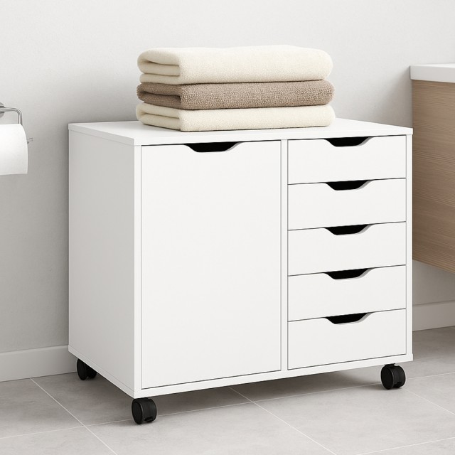 BAKAJI Φορητό Έπιπλο Γραφείου για Εκτυπωτή με Συρταριέρα 5 Συρταριώ...