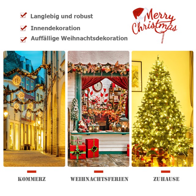 Costway  Τεχνητό Χριστουγεννιάτικο Δέντρο με LED Φωτάκια Πράσινο 22...