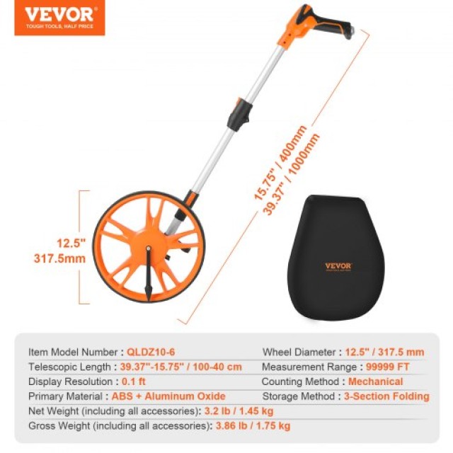 Ροδόμετρο VEVOR 317mm με Τηλεσκοπική Λαβή και Τσάντα Μεταφοράς  CLLFZXXS125INT5BWV0