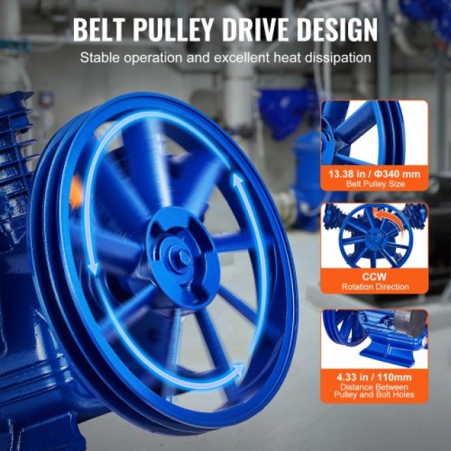 VEVOR  Κεφαλή Αντλίας Αεροσυμπιεστή 10HP 17.5CFM @ 90PSI 3-Κύλινδρο...