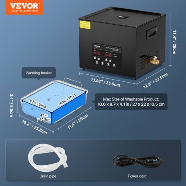 VEVOR Καθαριστικό Υπερήχων 15L με Καλάθι και Χρονοδιακόπτη HGKCSBQXJ15LJ18FFV2