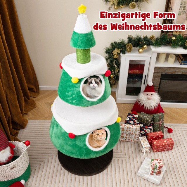 Costway Χριστουγεννιάτικο Δέντρο Γάτας με Σπηλιές, Σιζάλ Κολόνες & ...