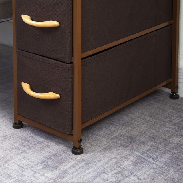BAKAJI  Συρταριέρα Εξοικονόμησης Χώρου Slim  77,5 x 23 x 48 εκ.με 4 Ράφια Υφασμάτινα Ανοιχτό Καφέ Σκούρο Καφέ  02814751
