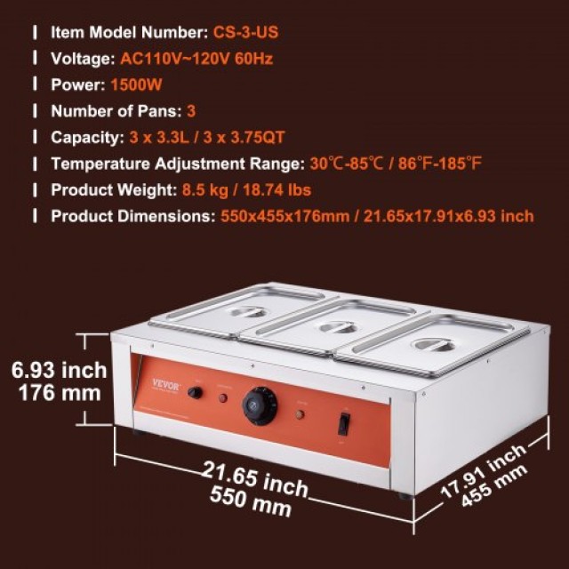Μηχανή Σοκολάτας VEVOR 3 Δεξαμενών 12kg  Q2651500W3043O595V2