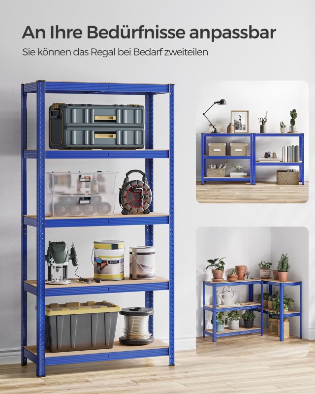 SONGMICS Βαρέως Τύπου Ραφιέρα 40 x 90 x 180 εκ, Μπλε, GLR040Q01 