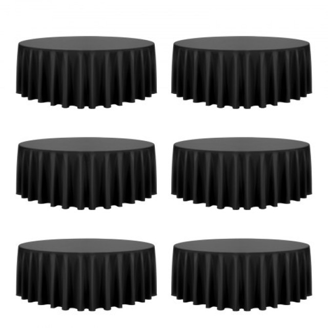 VEVOR Σετ 6 Στρογγυλών Μαύρων Τραπεζομάντηλων, 120 ίντσες DLZB120YC... VEVOR Σετ 6 Στρογγυλών Μαύρων Τραπεζομάντηλων, 120 ίντσες DLZB120YC...