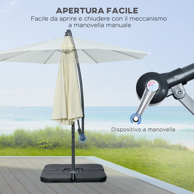 Outsunny Αποκεντρωμένη Ομπρέλα με 6 Ακτίνες, Μανιβέλα και Σταυρωτή Βάση, από Μέταλλο και Πολυεστέρα, Ø292x247 εκ., Μπεζ 84D-096V02BG