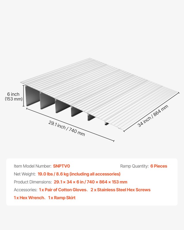 VEVOR Ανθεκτική Ράμπα Πόρτας 138mm για Καροτσάκι, Αλουμίνιο 6063-T5...