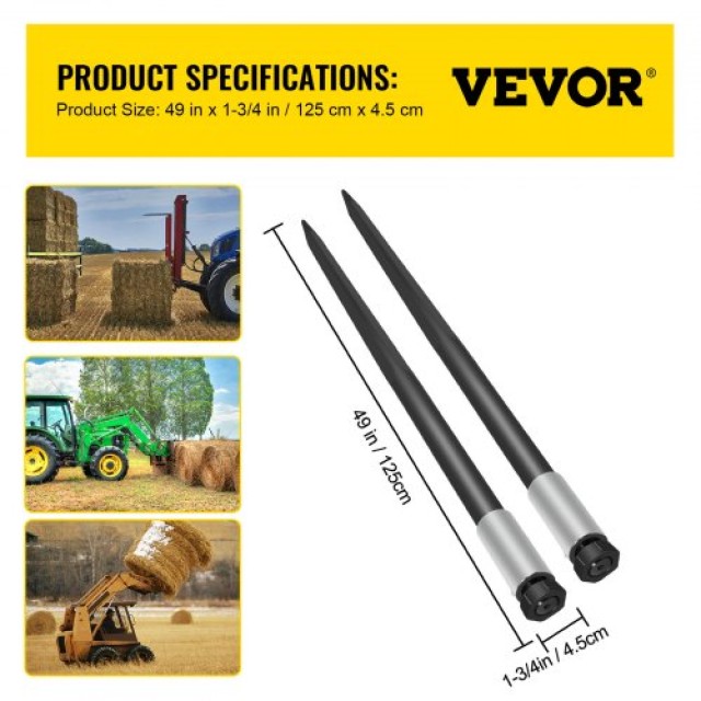 VEVOR  Μαύρες Ακίδες Δεματοποιητή 49 4000 lbs 1 3/4 Διάμετρος CM49Y...