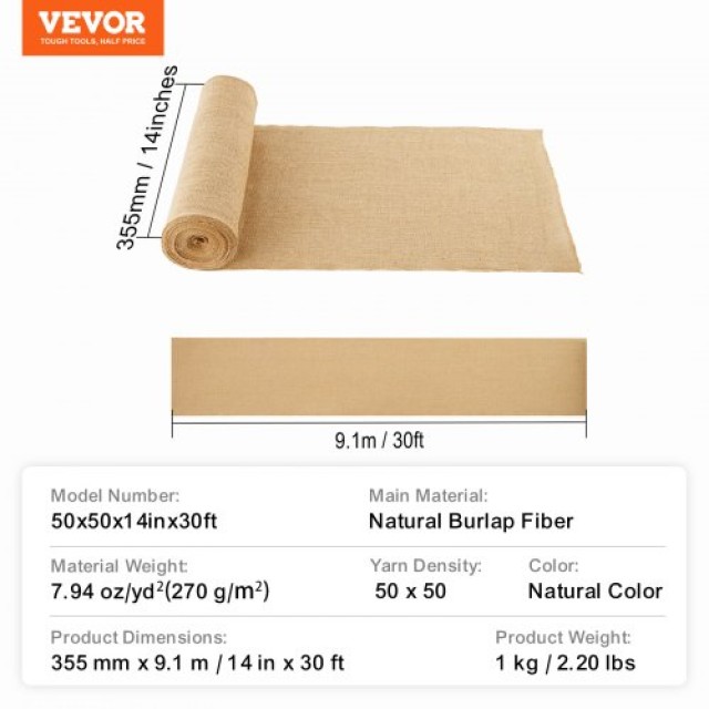 VEVOR  Ρολό Υφάσματος Λινάτσας 14x30 για Κατασκευές & Φυτά CMBJ14INCHESAMK81V0