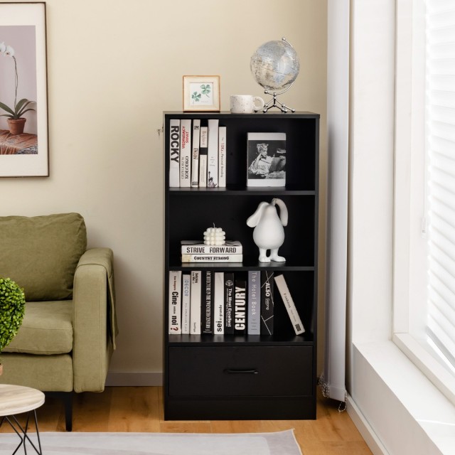 Costway  4-Επίπεδο Ράφι Αποθήκευσης με Συρτάρι  60 x 38 x 120cm Μαύρο JV10665DK