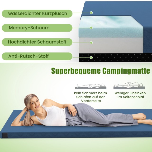 Άνετο Στρώμα Κάμπινγκ με Αδιάβροχο Ύφασμα, Memory Foam & Αντιολισθη...