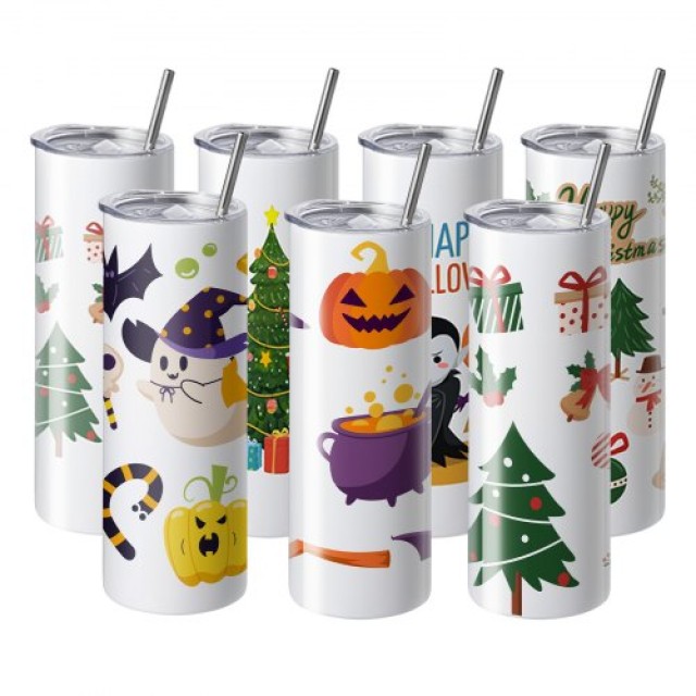 Σετ 12 Θερμός Sublimation VEVOR 20 oz, Ανοξείδωτα Διπλού Τοιχώματος με Καλαμάκι και Καπάκι  KBJPJTJBXG12PZKOKV0