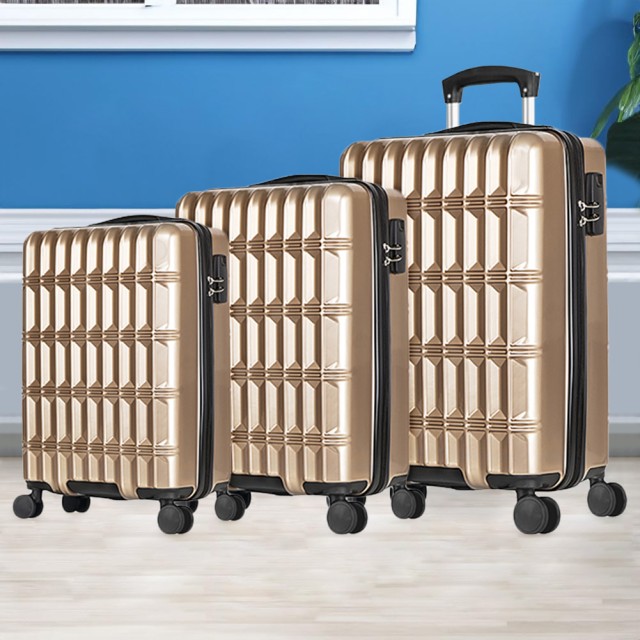 PROVITERA  Σετ 3 Σκληρές Βαλίτσες Νορβηγίας με Ρόδες Easy Roll Τρόλεϊ Ταξιδιού Χρυσό 02841845