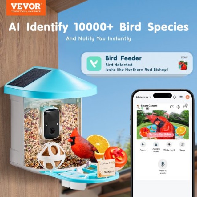 Έξυπνη Ταΐστρα Πουλιών με Κάμερα 2K HD AI - Ηλιακή VEVOR  DSXTDWNQW...