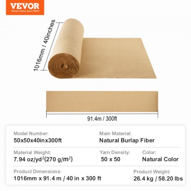 VEVOR  Ρολό Υφάσματος Λινάτσας 40 in x 300 ft για Χειροτεχνίες & Φυτά CMBJ40INCHESD5SV8V0