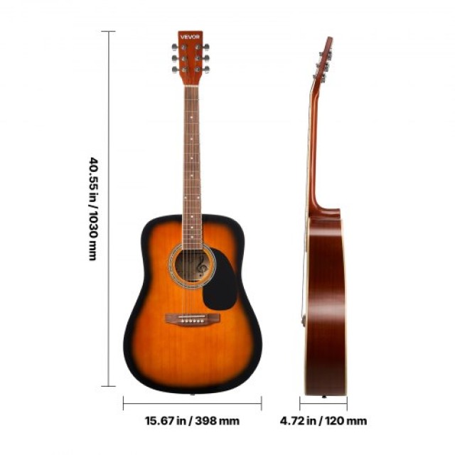 VEVOR Δέσμη Αρχαρίων Ακουστικής Κιθάρας Dreadnought 41 Sunburst με ...