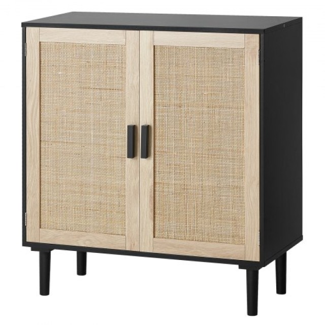 VEVOR  Μαύρο Ντουλάπι Rattan με 2 Μαγνητικές Πόρτες και Ρυθμιζόμενα Ράφια TBZSJLM315INFA6OBV0