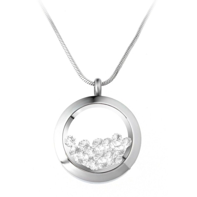 So Charm Κολιέ Διακοσμημένο με Κρύσταλλα Swarovski, Ασημί BS1362-AR...