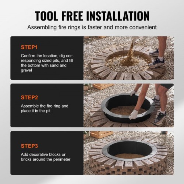 VEVOR Δακτύλιος Πυράς 40 Εξωτερικός Χάλυβας DIY Τζάκι Κατασκήνωσης  YXHH25MM36IN5PAQ0V0