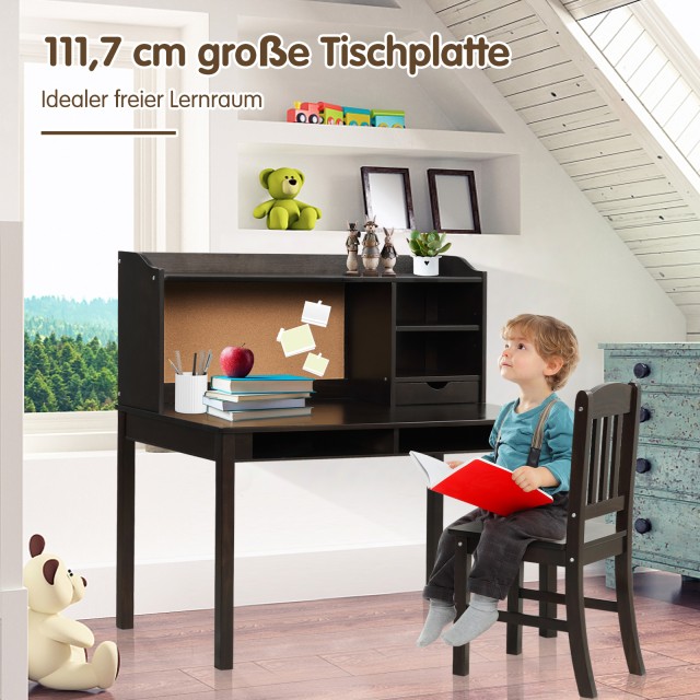 Costway  Σετ Παιδικό Γραφείο με Καφέ Επιφάνεια & Πινάκα - Περιλαμβά...