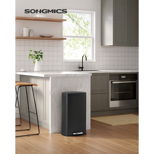 SONGMICS Κάδος Κουζίνας 30L με Πεντάλ 34 x 29 x 61 cm, Μαύρος, LTB0...
