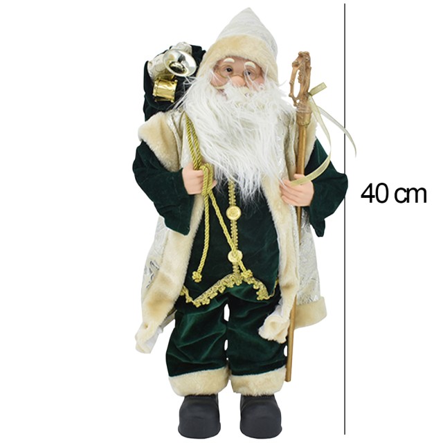 BAKAJI  Πράσινο Αγαλματίδιο Άγιου Βασίλη Αγαλματίδιο 40εκ Ρούχα από Ύφασμα Χριστουγεννιάτικο Διακοσμητικό  02841879