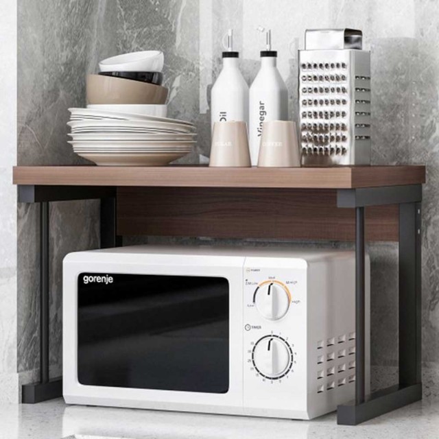 BAKAJI Ράφι Κουζίνας Ξύλο Καρυδιάς Μεταλλική Ραφιέρα για Φούρνο Μικ... BAKAJI Ράφι Κουζίνας Ξύλο Καρυδιάς Μεταλλική Ραφιέρα για Φούρνο Μικ...