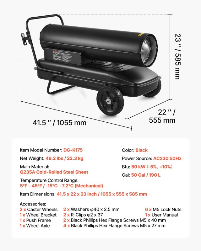 VEVOR Φορητός Θερμαντήρας Κηροζίνης 50kW με Ρόδες και Ρυθμιζόμενη Θ... VEVOR Φορητός Θερμαντήρας Κηροζίνης 50kW με Ρόδες και Ρυθμιζόμενη Θ...