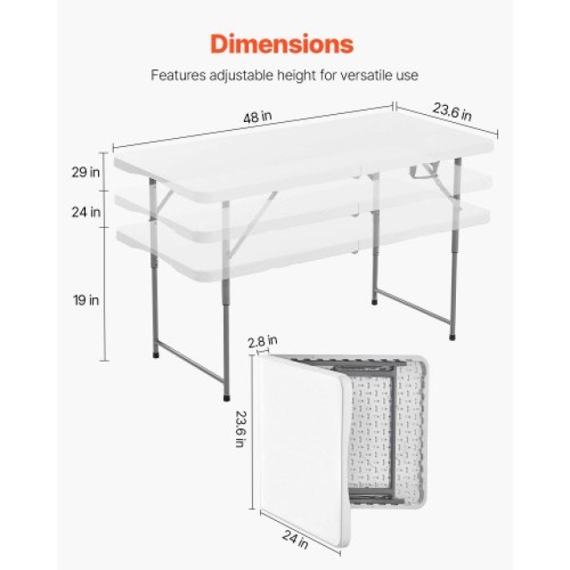 VEVOR Φορητό Πτυσσόμενο Τραπέζι 122cm για Πικνίκ SLKHWZDZ4YCBQ1OPT0...