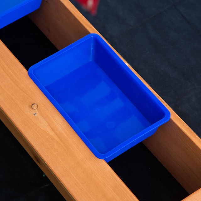 Outsunny Sandpit για Παιδιά από ξύλο με ρυθμιζόμενο θόλο, καθίσματα και μπανιέρες, 107,5x107,5x110cm 343-053