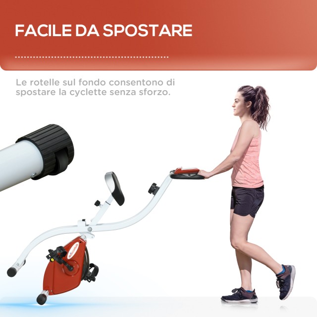 SPORTNOW  Πτυσσόμενο Μαγνητικό Ποδήλατο Γυμναστικής με 8 Επίπεδα Αντίστασης και Ρυθμιζόμενο Κάθισμα, από Ατσάλι, 97x43x110 εκ., Κόκκινο  A90-361V00RD
