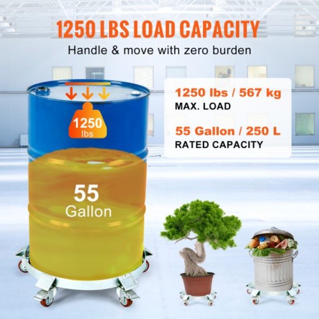 VEVOR Καρότσι Βαρελιού 55 Γαλονιών, 1250lbs, 5 Ρόδες, Χειρισμός Απο... VEVOR Καρότσι Βαρελιού 55 Γαλονιών, 1250lbs, 5 Ρόδες, Χειρισμός Απο...