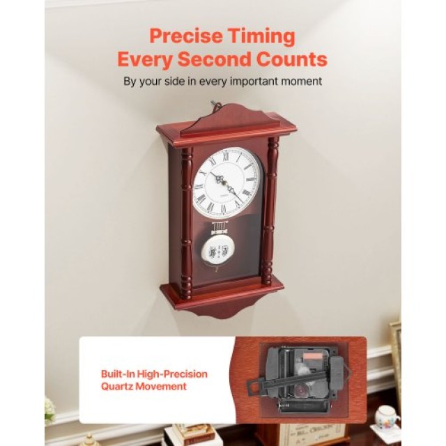 VEVOR Ρολόι Τοίχου Εκκρεμές Grandfather Clock 18 ιντσών με Κίνηση Q...