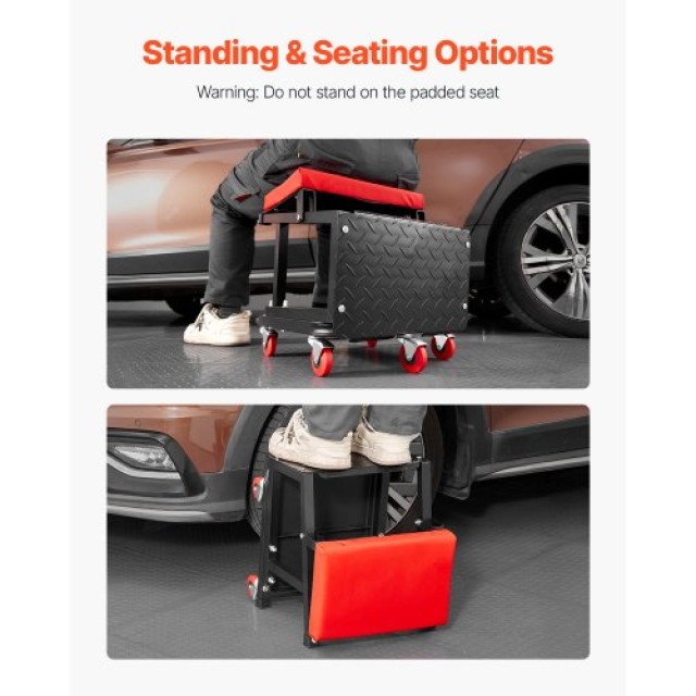 VEVOR Κυλιόμενο Σκαμπό Μηχανικού 136kg Φορτίο με Ρόδες DGNADDJLGDBK...