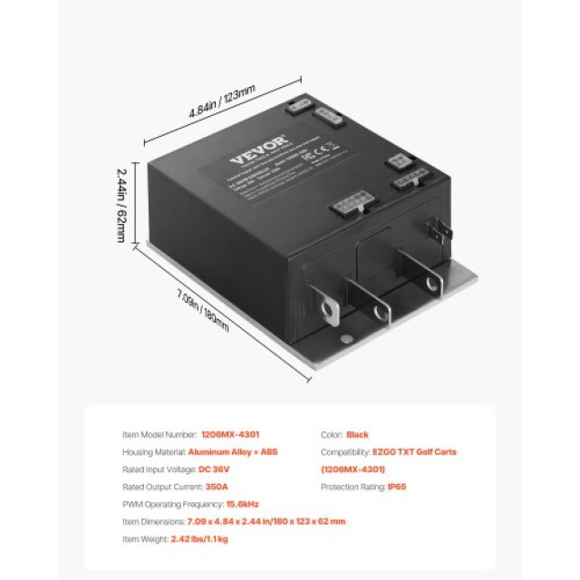 VEVOR Ελεγκτής Ταχύτητας 36V 350A για EZGO TXT 1206MX-4301 QCSDKZQXH120SMBC8V9