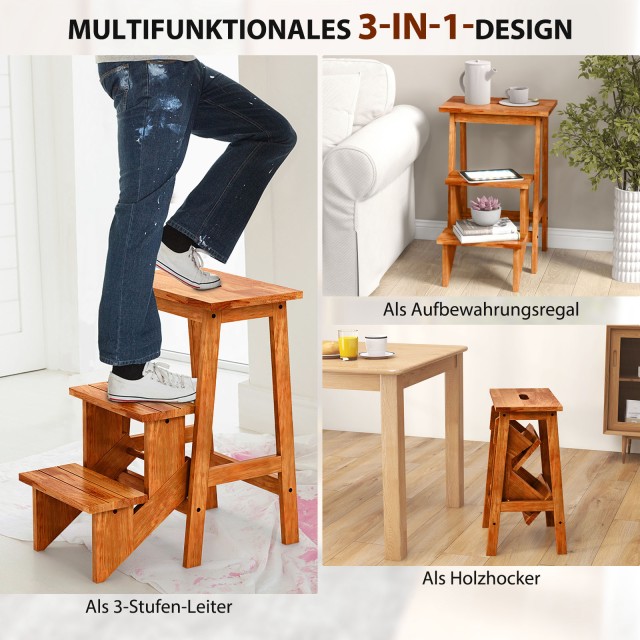 Costway Ξύλινη Σκάλα 3 Σκαλοπατιών με Αντιολισθητικά Σκαλοπάτια και... Costway Ξύλινη Σκάλα 3 Σκαλοπατιών με Αντιολισθητικά Σκαλοπάτια και...