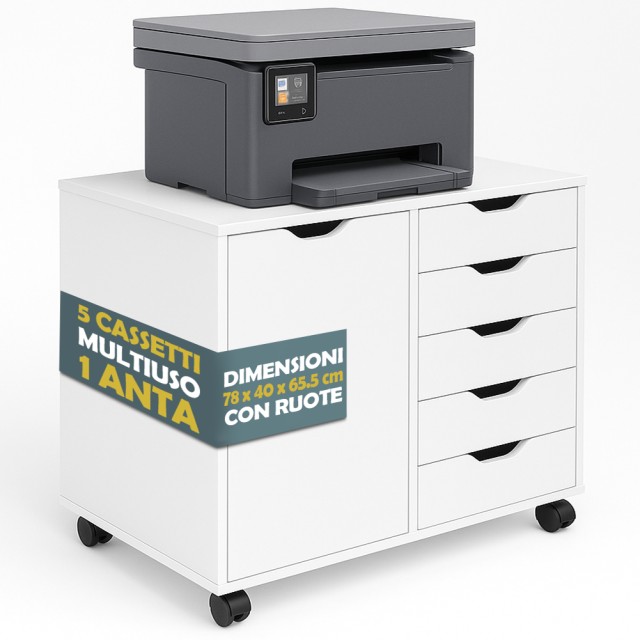 BAKAJI Φορητό Έπιπλο Γραφείου για Εκτυπωτή με Συρταριέρα 5 Συρταριώ... BAKAJI Φορητό Έπιπλο Γραφείου για Εκτυπωτή με Συρταριέρα 5 Συρταριώ...