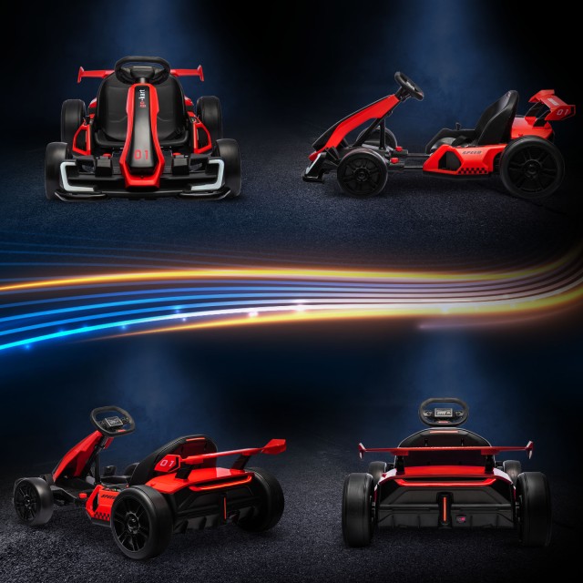 HOMCOM Ηλεκτρικό Go Kart για Παιδιά 6-12 Ετών 24V 12km/h με Ρυθμιζόμενο Κάθισμα Κόκκινο 370-287V90RD