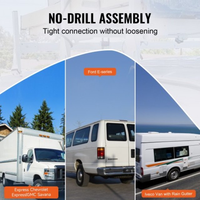 Ράφι Οροφής Βαν VEVOR, 3 Μπάρες, 340 kg, για Chevrolet Express κ.ά.  XSHCH474837508SG0V0