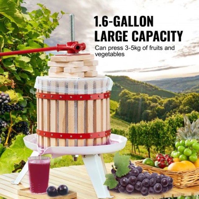 Πρέσα Φρούτων VEVOR 6L Ξύλινη Καλάθα για Χυμούς & Κρασί  LSGJYZJMM6L6ZMQNVV0