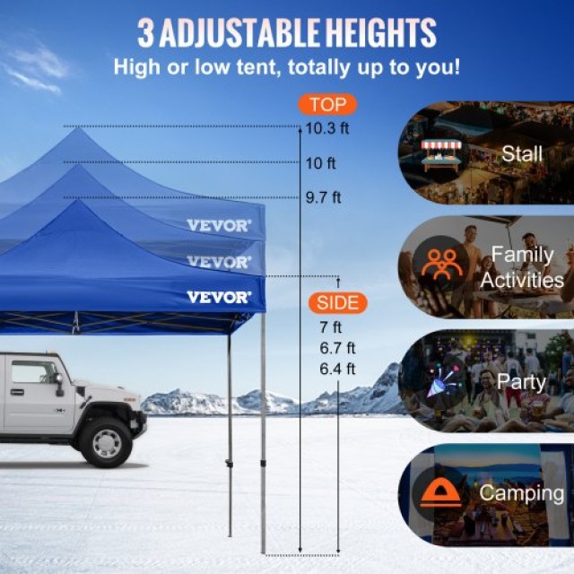 Τέντα VEVOR 3x3m με Αποσπώμενα Πλευρικά και Τροχήλατη Τσάντα, Μπλε  DCSLTZP1010FTHPWAV0